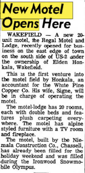 Snow Chasers Inn (Regal Country Inn) - Dec 23 1972 Article